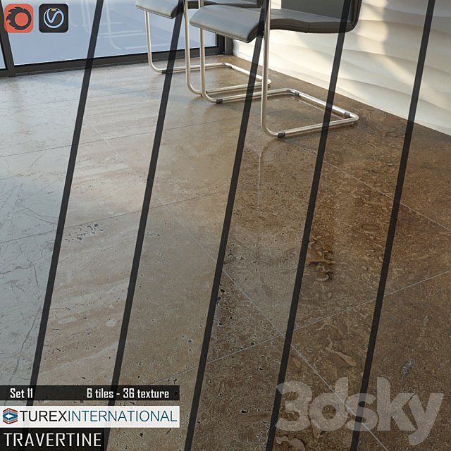 TUREX INTERNATIONAL Travertine Tiles Set 11