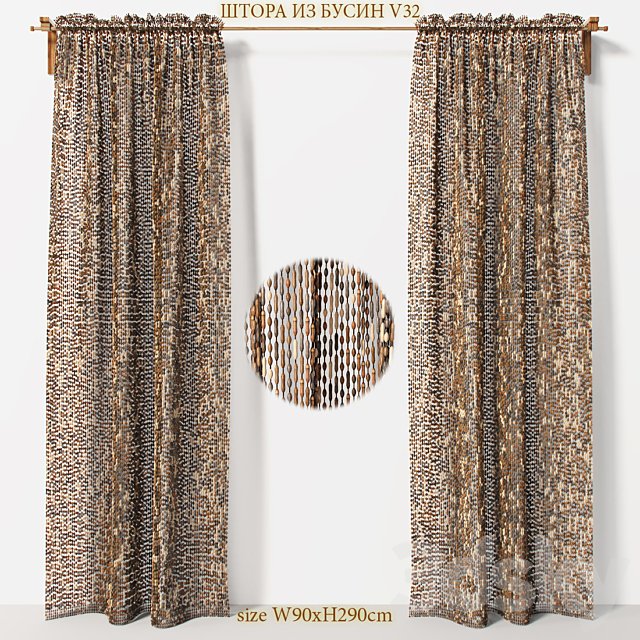 Curtains made of wooden beads V32
