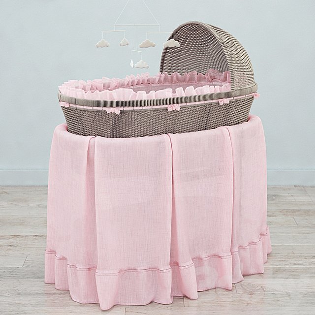 RH Heirloom wicker bassinet &amp; mattres