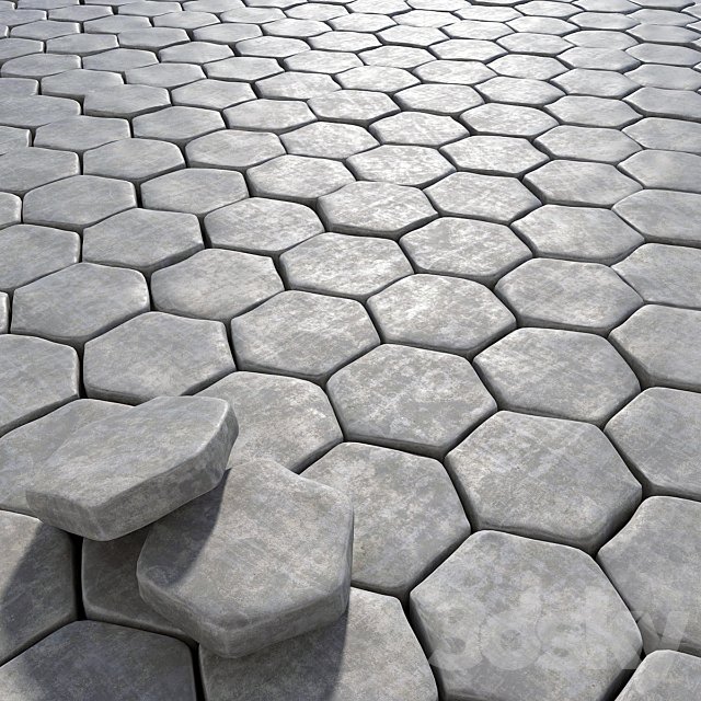 Old paving hexagon