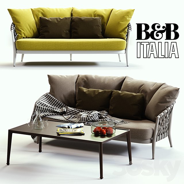B &amp; B Italia ERICA Grey &amp; Yellow Sofa