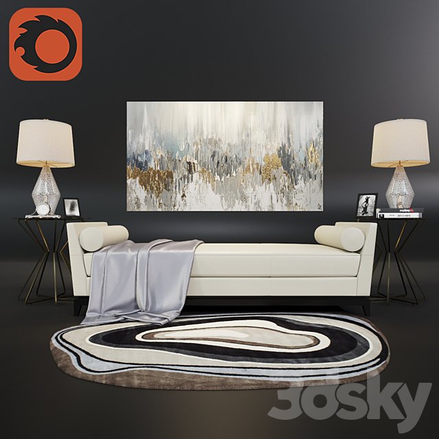A set of furniture and decor