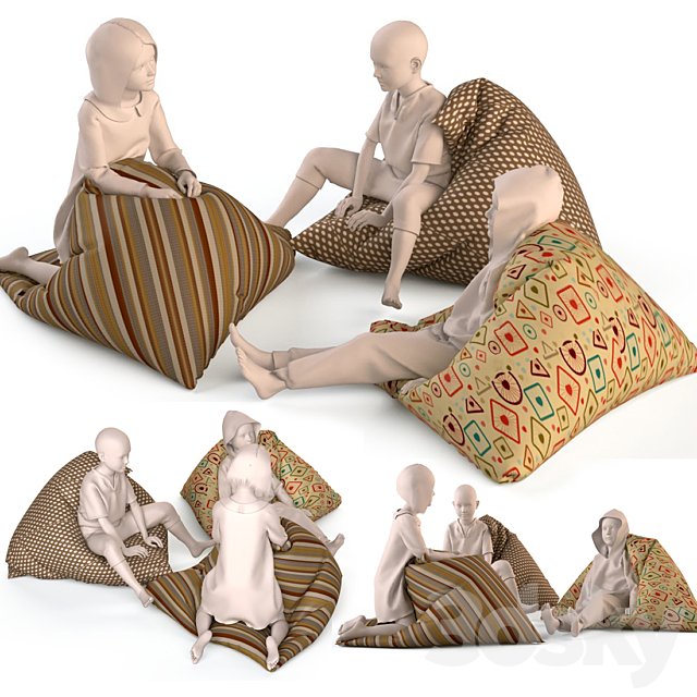 Children mannequins poufs + children