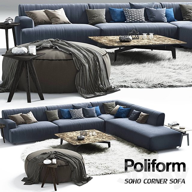 Poliform Soho corner sofa Elise Mad Tribeca Coffe Table