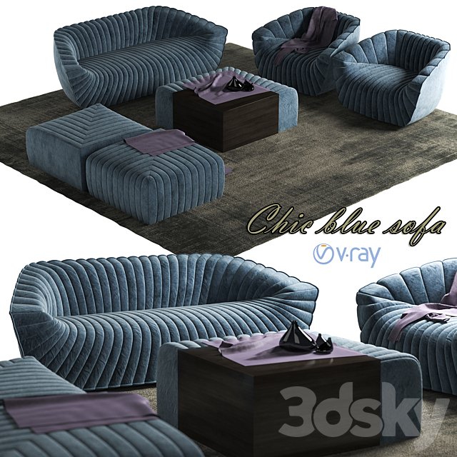 Chic blue Sofa set