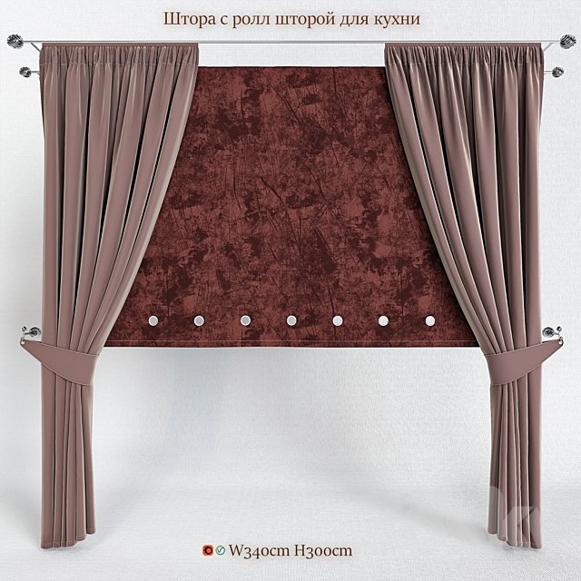 Blind with roll curtain for kitchen V38