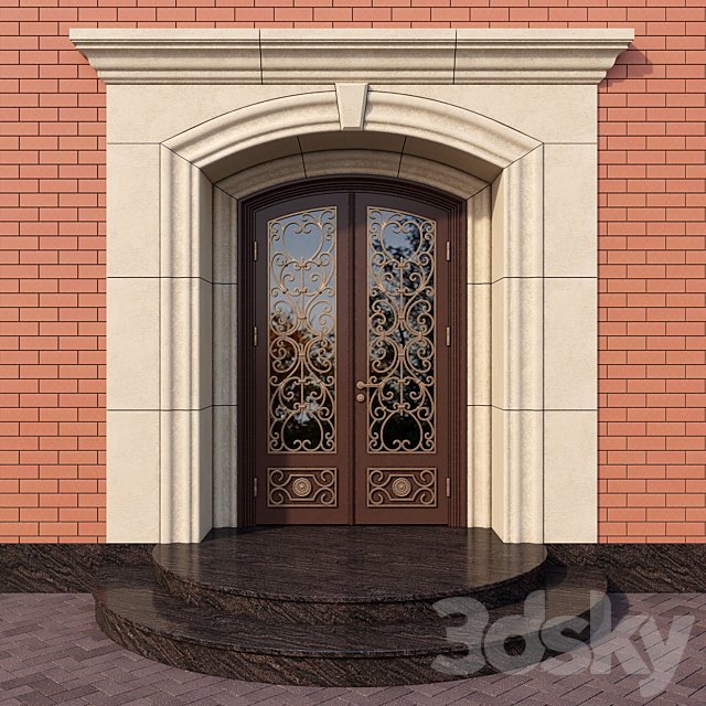 Steel entrance door with wrought reshetkoy 03