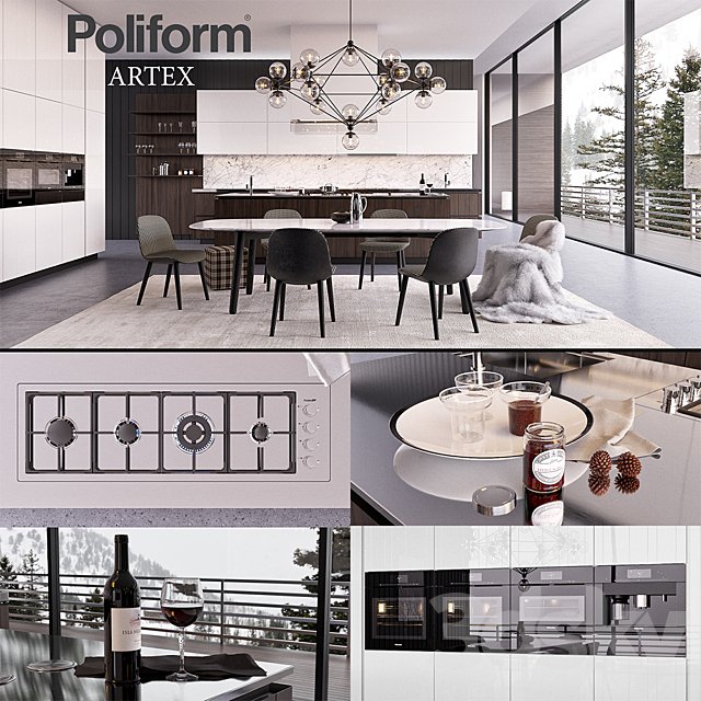 Kitchen Poliform Varenna Artex 3 (vray GGX, corona PBR)
