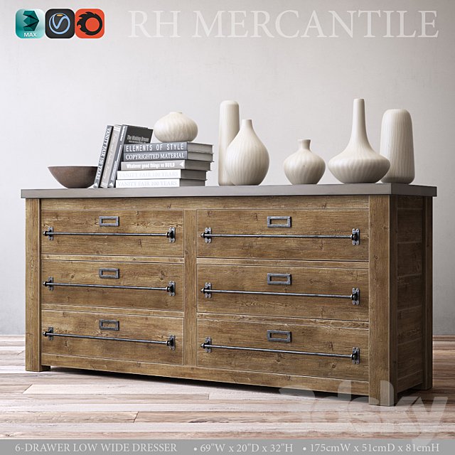 MERCANTILE 6-DRAWER LOW WIDE DRESSER