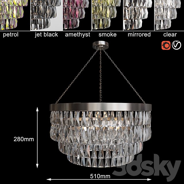 Chandelier Shallow Chandelier with Crystal 510mm
