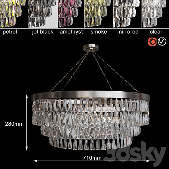 Chandelier Shallow Chandelier with Crystal 710mm