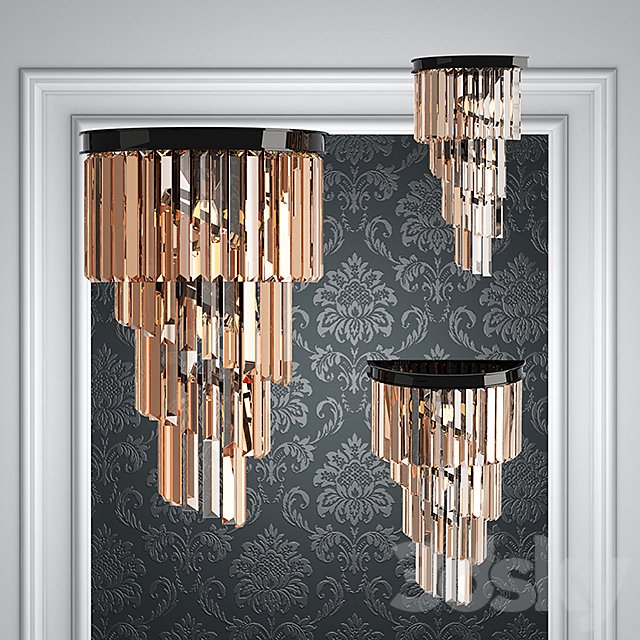 Wall lamp RH Odeon Clear Glass 4 Square