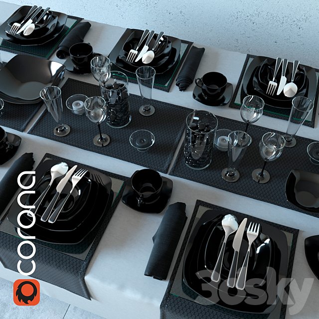 Table service Luminarc Quadrato Black