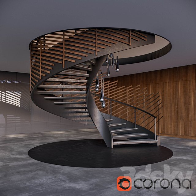 Spiral staircase with installation