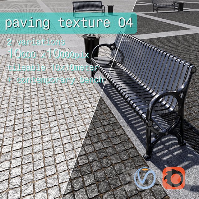 Paving granite damage regular HR / street furniture 04
