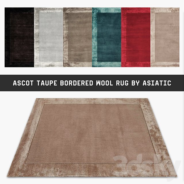 Ascot Taupe Bordered Wool Rug By Asiatic