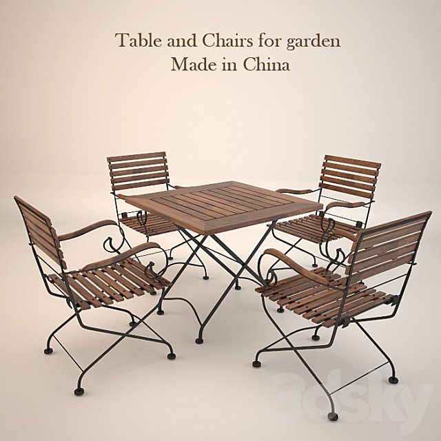 Iron chairs and table / China