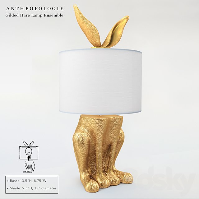 Gilded Hare Lamp Ensemble